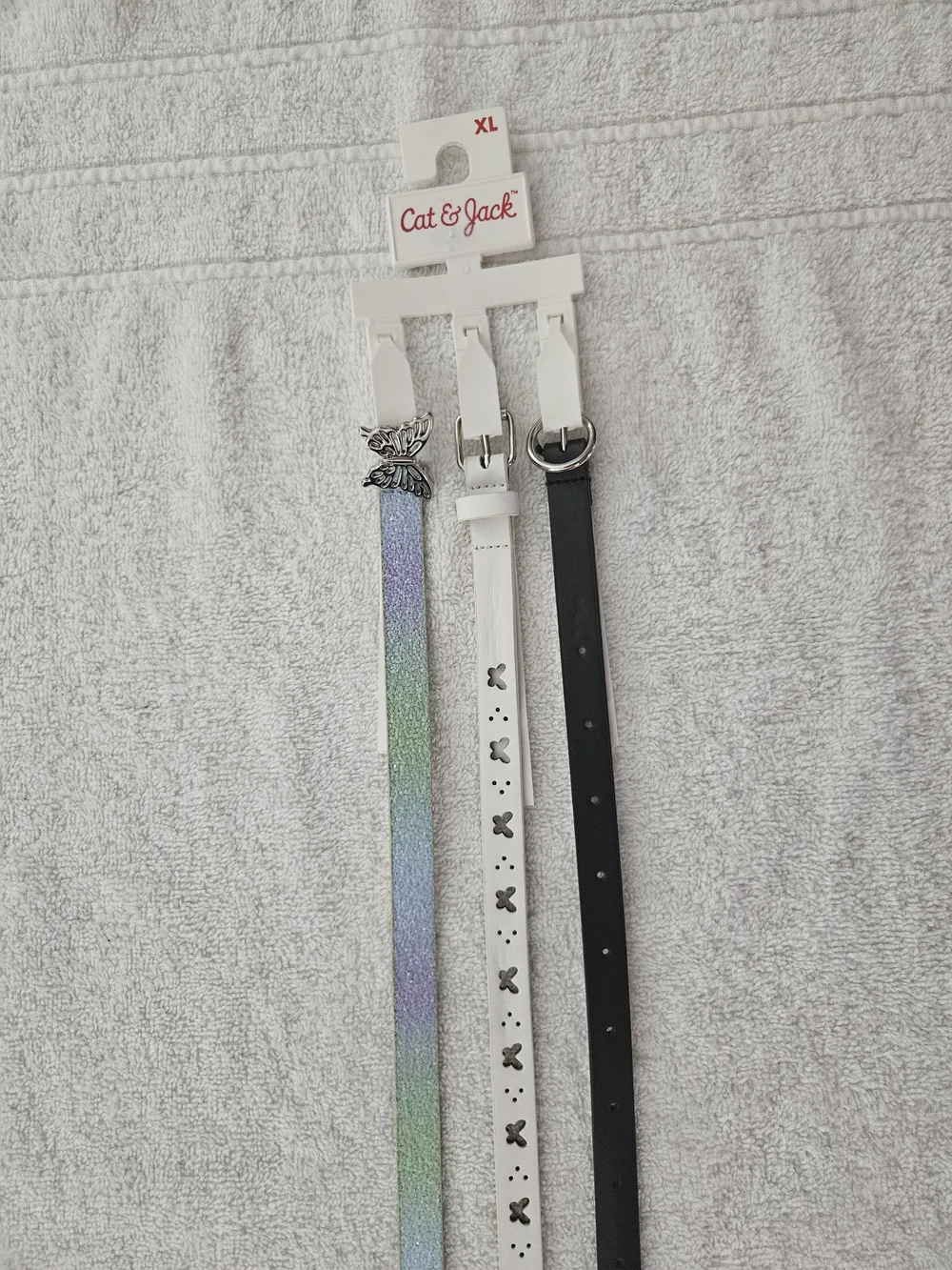 Cat & Jack Girls XL 3 Pack Butterfly Glitter Skinny Adjustable Belts Set NWT
